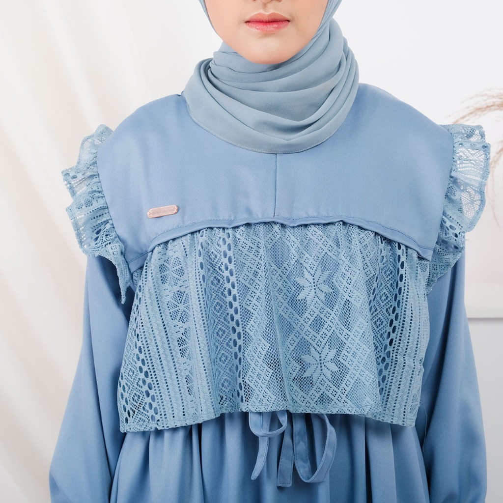 Meysha Dress Gamis Elegan Kondangan Muslim Mewah Shakila Kombinasi Brokat Cantik Wanita Nyaman S fit L